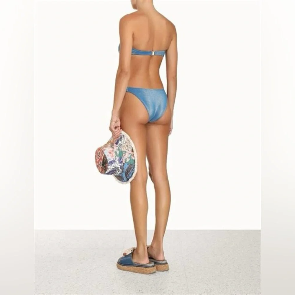 Zimmermann Raie Lurex Blue Iris Tie Bikini Set